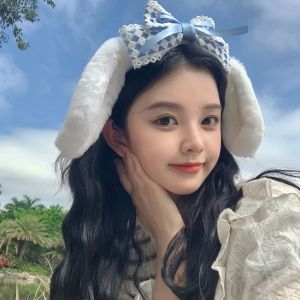 Adorable Cartoon Dog Plush Doll Hair Accessories for Women and Girls Cute Large Ear Rabbit Ear Headband Sweet Style Hair Accessories