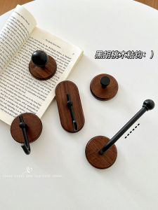 Walnut Wood Hook Powerful Adhesive Wall Mounted No Drilling Hair Accessory Storage Rack for Kitchen Bathroom Strong Sticky Hook