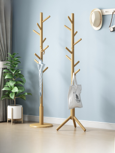 Modern Minimalist Solid Wood Floor-Standing Clothes Hanger Home Bedroom Use Bag Hanging Rack Multi-Function Storage Organizer