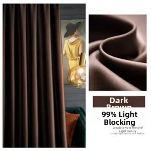 Silk-like Full Blackout Finished Curtains Easy Install