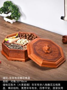 Red Sandalwood Handmade Eight Treasure Fruit Box Snack Plate Simple Modern Glass Dried Fruit Plate Small Craftsmanship Precision