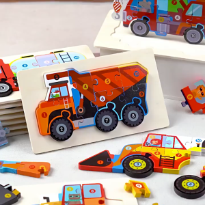 Mainan Edukasi Anak Puzzle Kayu 3d Timbul Transportasi Besar | Chunky Wooden Toys Montessori