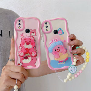 Cute Strawberry Bear Bracelet Phone Case for Vivo Y85 Y95 Anti-Fall Silicone Protective Cover Ins Style Womens V1730DA