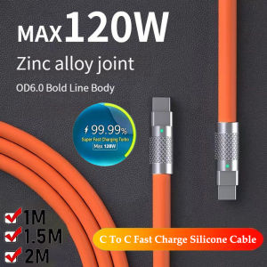 10A 120W Super Fast Charging Cable PD Type-C Liquid Silicone Cable 1/1.5/2M Cable C To C Quick Charging Cable For Xiaomi iPhone
