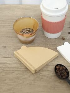 100Pcs Cone Coffee Filter Paper Unbleached Natural Paper No Blowout Disposable Filter Sheet for Pour Over and Drip Coffee Maker