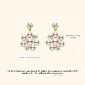 Helas | Freshwater Pearl and Lab-Grown Diamond Stud Earrings 14K Gold