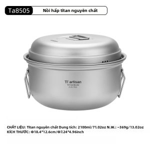 Bộ Nồi Nấu Súp Cắm Trại Bằng Titan Tiartisan 2.1L/ 2.8L Nồi Hấp Ngoài Trời Nhẹ Có Ngăn Hấp Đồ Nấu Nướng Đa Chức Năng