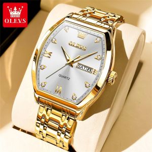 OLEVS Watch Men Waterproof Luxury Fashion Casual Calendar Quartz Watch Luminous Diamond Barrel Watch for Boyfriend Gift