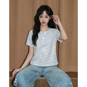 ZISUO | Semi Open Collar Short Sleeve Loose Casual T-Shirt