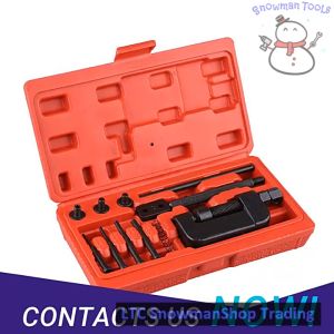 Heavy Duty Motorcycle Chain Splitter Link Breaker Set Universal Link Riveter Motorbike bicycle Atv Bike Riveting Tool With Storage Case Cam Drive Chain Remover Cutter chains tool tools