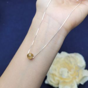 Dây chuyền bạc 1 hạt đá Thạch anh Tóc vàng (có thay hạt theo cung mệnh riêng)  - Phong Thủy TUDO