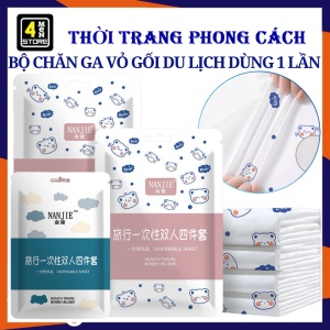 Bộ Chăn Ga Gối Trải Giường Du Lịch Vải Không Dệt Mềm Mại Kháng Khuẩn Dùng 1 Lần - Vỏ Bọc Chăn Gối Drap Trải Giường Khách Sạn  Homestay Thay Thế Dùng Một Lần Tiện Lợi