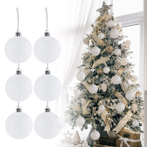 6PCS White Snowballs Christmas Tree Globo Hanging Ornaments Artificial Fake Snow Ball Xmas New Year Party Home Decoration Supply