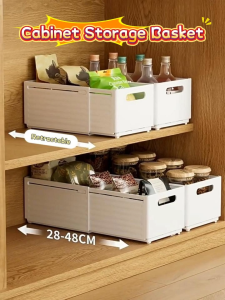 SUSU HOMES Cabinet Retractable Storage Basket Kitchen Multifunctional Organizer Box Kotak Simpan Barang 收纳篮