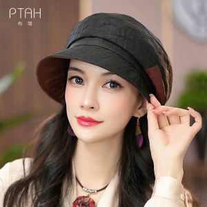 Elegant Silk Satin Beret Hat for Women Spring Summer Autumn Seasonal Wear Black Turtle Old Material round Bud Bouffant Mom Hat