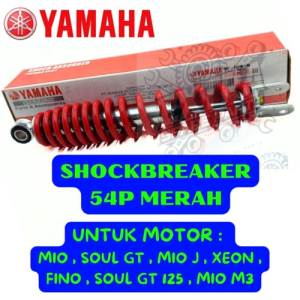 SHOCKBREAKER BELAKANG KODE-54P WARNA MERAH ORIGINAL YAMAHA MIO/XEON/FINO/SOUL GT ASLI YAMAHA YGP....