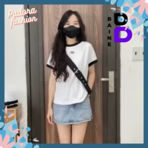 Áo Babytee cổ tròn áo thun nữ hai màu đen trắng dáng ôm Padora-A39