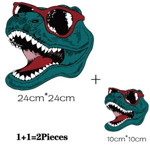 2Pcs/Lot Heat-Adhesive Iron On Thermoadhesive Fusible Patch Dinosaur Thermal Transfer Stickers Ironing Application For Clothing
