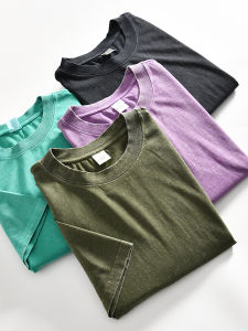 เสื้อยืดคอกลมแขนสั้นผู้ชายผ้าฝ้ายแท้หลวมๆ สไตล์ญี่ปุ่นย้อนยุคฤดูร้อน ระบายอากาศได้ดี ทรงหลวม ทรงพอดีตัว เสื้อยืดคอกลมลายสก็อต