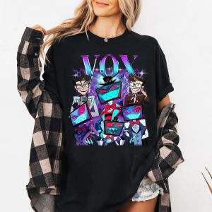 Sanrio | Anime Hazbin Hotel Alastor Graphic Print T-shirts Men Women Loose Casual Tops Short Sleeves Round Neck Cotton Oversized Tees