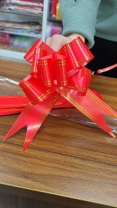 CNY Pull Bow Ribbon Chinese New Year Decoration Reben Tarik Red Printed Handpull Ribbons Flower Gift Packing 新春手拉花蝴蝶结