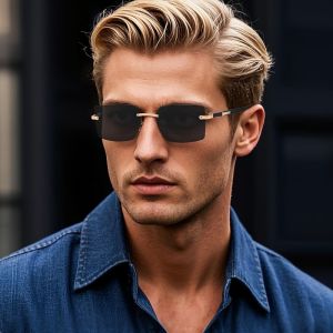Retro Fashion Square Rimless Glasses Are Fashionable Versatile Lightweight and Portable Suitable for Outdoor Travel