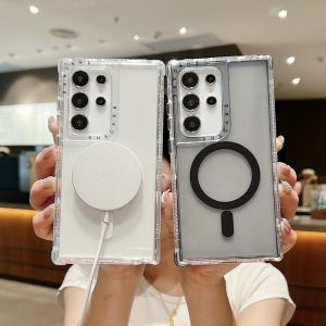 Luxury Samsung Galaxy S25 Case: CrashStar MagSafe 3 In 1 Transparent Thick Hard Shockproof Phone Case