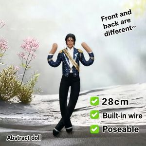 Schylling | Anime Michael Jackson Cosplay Prop Doll Plush Stuffed Figure Dolls Room Decoration Abstract Joint Mobility Props Blind Box Gift