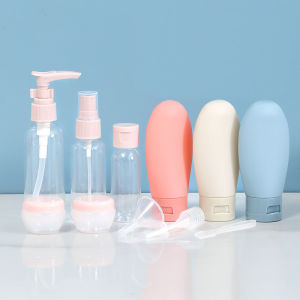 Empty Bottles Set for Toiletries Travel Size Cosmetic Makeup Containers with Labels Squeezable Refillable Bottles for Travel Accessories