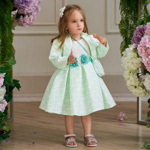 ชุดเดรสปาร์ตี้เด็ก3ชิ้น, สำหรับเด็กผู้หญิงงานปาร์ตี้ฉลองวินเทจ ชุดเจ้าหญิงพร้อมกระเป๋าผ้าคลุมไหล่ L2188XZ