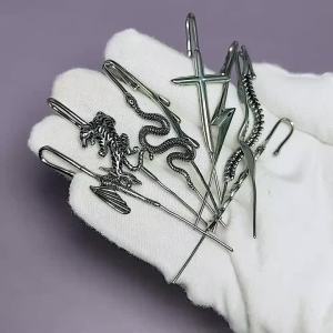 9-1PCS Stainless Steel Cross Snake Hook Ear Cuff Long Earrings Punk Wing Earlobe Diagonal Piercing Earrings Piercing Jewelry