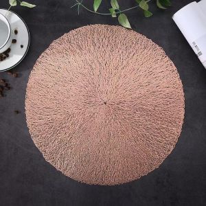 Affordable Luxury Style Insulated Dining Table Mat 40 round Festival Theme Decoration Non-Slip PVC Gold American Western-Style Placemat Tray Mat