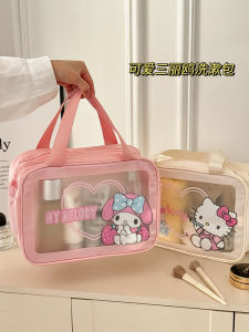 Adorable Sanrio Large Capacity Cosmetic Bag Womens Portable Travel Toiletry Bag Waterproof PVC Cartoon Anime Storage Bag