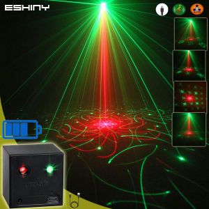 ESHINY Mini 2in1 Rechargeable R&G Laser 64 Patterns Projector DJ Light Dance Disco Bar LED Party Xmas Stage Effect Lamp Show Y13