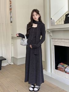 Maternity Outfit~ Autumn Winter 2025 New Lazy Style plus Size Two Piece Set Knitted Thickened Inner Coat Pure Color