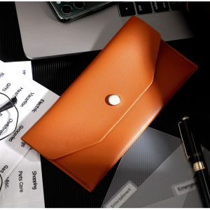 Pure Color PU Leather Business Card Holder Large Currency Wallet Card Case Envelope Holder Soft Surface Spring 2023