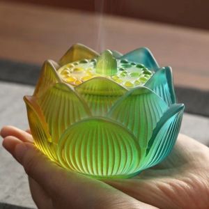 Rainbow Gradation Glass Flower Incense Burner