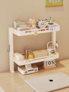 2 Layer Desktop Storage Shelf Clamp On Shelf Office Dressing Table Cosmetic Kitchen Storage Rack Desktop Organizer Under Table Shelf Space Saving