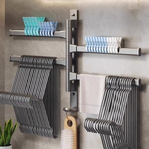 Balcony Wall Mounted Drill-Free Drying Rack Foldable Towel Hanger