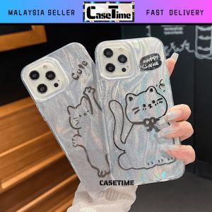 REALME 5 5i 5s 6i 9i 14x C3 C12 C15 C35 C51 C53 C55 C63 C65 C67 C75 C75x cute cat plated feather hard phone case casing cover 羽纱手机壳