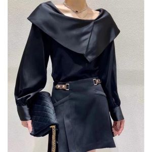 Fashionable Contrast Color Blouse Womens Shirt New 2024 Autumn Long Sleeve Commute Style Regular Length Premium Quality