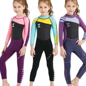 DIVE&SAIL Quick Dry Long Sleeve Rashguard Kid Wetsuit Swimming Suit Baju Renang Budak Swimsuit Kids Girl Boy Swimwear