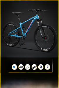 Phoenix Soft Tail Double Shock-Absorbing Mountain Bike Mens and Womens Adult Student Variable Speed off-Road Racing Youth Bicycle