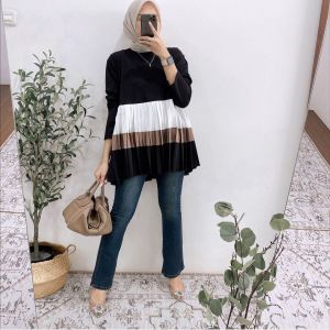 atasan blouse claryn wanita babyterry plisket jumbo fit to XXL terbaru mewah elegan