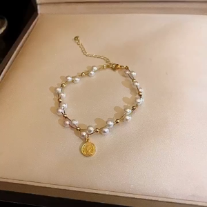 LL Fashion temperament  Faux Diamond Pearl good luck girl simple Bracelet B3406