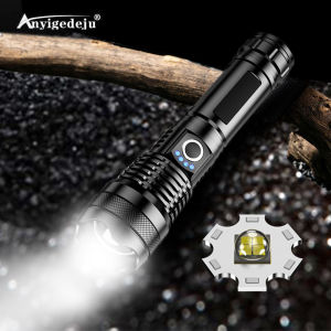 Senter LED USB Super Terang Recharge XHP50 Paket Lengkap Senter+Charger+Baterai+Box Jarak Cahaya 1000 Meter Anti Air Bahan Aluminium