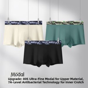 Miiow | Mens Modal No-Trace Breathable Underwear Antibacterial Comfortable Boxer Shorts Mid-Waist Youth Suitable Flat Angle Pants