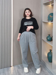 plus Size Straight Leg Banana Pants Womens Loose Slimming Casual Wide Leg Elastic Waist Drawstring Trousers Spring Autumn