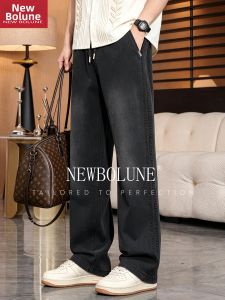 NEW BOLUNE | Linen Casual Jeans Trousers Straight Wide Leg