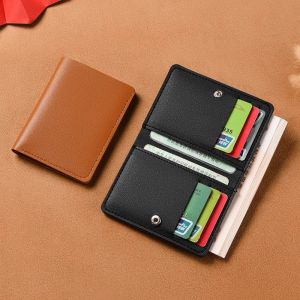 Mini Ladies Short Wallet Thin Driving License Card Holder Foldable Money Clip Compact Bifold Purse Retro Style PU Leather